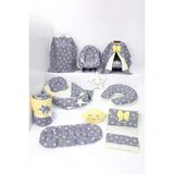 Umaybebek Babynest Puset Örtüsü Alt Açma Emzirme Yastığı Bel Destekli Ana Kucağı Bebek Arabası Minderi-Panço-Koyu Gri Sarı P
