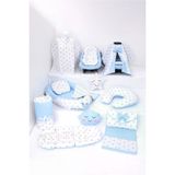 Umaybebek Babynest Puset Örtüsü Alt Açma Emzirme Yastığı Bel Destekli Ana Kucağı Bebek Arabası Minderi-Panço-Mavi Beyaz Yıldız P