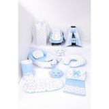 Umaybebek Babynest Puset Örtüsü Alt Açma Emzirme Yastığı Bel Destekli Ana Kucağı Bebek Arabası Minderi-Panço - Mavi - Beyaz