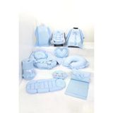 Umaybebek Babynest Puset Örtüsü Alt Açma Emzirme Yastığı Bel Destekli Ana Kucağı Bebek Arabası Minderi-Panço-Mavi Fırfırlı P
