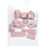 Umaybebek Babynest Puset Örtüsü Alt Açma Emzirme Yastığı Bel Destekli Ana Kucağı Bebek Arabası Minderi-Panço-Pudra Fırfırlı P