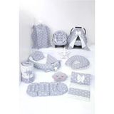 Umaybebek Babynest Puset Örtüsü Alt Açma Emzirme Yastığı Bel Destekli Ana Kucağı Bebek Arabası Minderi-Tutmalı-Açık Gri Yıldız T