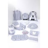 Umaybebek Babynest Puset Örtüsü Alt Açma Emzirme Yastığı Bel Destekli Ana Kucağı Bebek Arabası Minderi-Tutmalı - Açık Gri