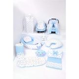 Umaybebek Babynest Puset Örtüsü Alt Açma Emzirme Yastığı Bel Destekli Ana Kucağı Bebek Arabası Minderi-Tutmalı-Mavi Beyaz T