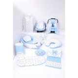 Umaybebek Babynest Puset Örtüsü Alt Açma Emzirme Yastığı Bel Destekli Ana Kucağı Bebek Arabası Minderi-Tutmalı - Mavi - Beyaz