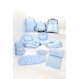 Umaybebek Babynest Puset Örtüsü Alt Açma Emzirme Yastığı Bel Destekli Ana Kucağı Bebek Arabası Minderi-Tutmalı-Mavi Fırfırlı T