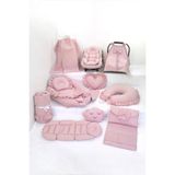 Umaybebek Babynest Puset Örtüsü Alt Açma Emzirme Yastığı Bel Destekli Ana Kucağı Bebek Arabası Minderi-Tutmalı-Pudra Fırfırlı T