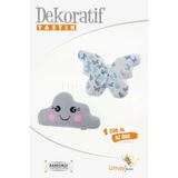Umaybebek Bebek Çocuk Odası Dekoratif Yastık, Kelebek Yastık, Bulut Yastık, Dekor Yastık, Uyku Arkadaşı- Mavi/Gri