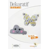 Umaybebek Bebek Çocuk Odası Dekoratif Yastık, Kelebek Yastık, Bulut Yastık, Dekor Yastık, Uyku Arkadaşı - Sarı/Gri