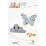Umaybebek Bebek Çocuk Odası Dekoratif Yastık, Kelebek Yastık, Bulut Yastık, Dekor Yastık, Uyku Arkadaşı - Yeşil/Gri