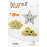 Umaybebek Bebek Çocuk Odası Dekoratif Yastık, Yıldız Yastık, Bulut Yastık, Dekor Yastık, Uyku Arkadaşı - Sarı Yıldız