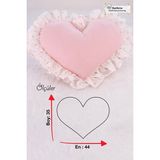 Umaybebek Bebek çocuk odası fırfır detaylı kalp yastık - 16 x 30 cm - Pembe