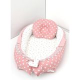 Umaybebek Pamuk Kumaş Pudra Yıldız Bebek Uyku Yatağı 60 x 90 cm Babynest 0-2 Yaş