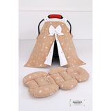 Umaybebek Puset Örtüsü + Puset Minderi 2 Parça - Bel Destekli - Kedi Desen - Kahverengi
