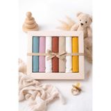 UmBaby 7’li Kız Bebek Pamuklu Penye Ağız Mendili Seti – %100 Pamuk Organik Kumaş Yenidoğan – Soft Renk