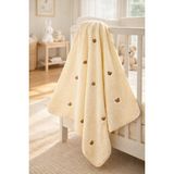 UmBaby Peluş Bebek Battaniyesi 90×100 cm – Nakışlı Yumuşak Doku - Kırık Beyaz