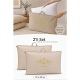 umbellatum 2'li Yastık Saklama Çantası 70x50 cm Bej | Fermuarlı Yastık Hurcu Koruma ve Düzenleme Kılıfı