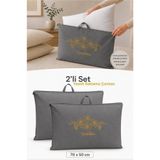 umbellatum 2'li Yastık Saklama Çantası 70x50 cm | Fermuarlı Yastık Hurcu Koruma ve Düzenleme Kılıfı