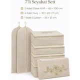 Umbellatum 7’li Seyahat Düzenleyici Seti – Elbise Kılıfı, Valiz Içi Hurç ve Fermuarlı Çanta - Bej
