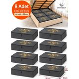 Umbellatum 8 Adet Antrasit Baza Tipi Hurç 60x40x22 cm Baza Altı Büyük Boy Saklama Hurcu