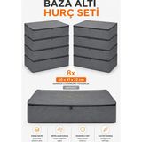 Umbellatum 8 Adet Antrasit Baza Tipi Hurç 64X46 x 22 cm Baza Altı Büyük Boy Saklama Hurcu
