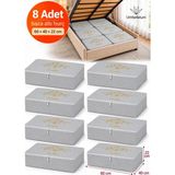 Umbellatum 8 Adet Gri Baza Tipi Hurç 60x40x22 cm Baza Altı Büyük Boy Saklama Hurcu