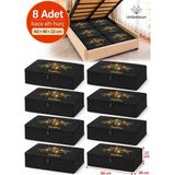 Umbellatum 8 Adet Siyah Baza Tipi Hurç 60x40x22 cm Baza Altı Büyük Boy Saklama Hurcu