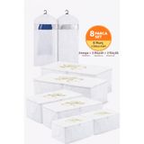 umbellatum 8 Parça Hurç Seti – 2 Mega 2 Büyük 2 Küçük + 2 Elbise Kılıfı – Baza Altı Organizer Saklama Hurcu
