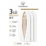 umbellatum Abiye Elbise Kılıfı Gamboç Beyaz 3'lü Set 60x160 cm Saklama Dolap İçi Düzenleyici Organizer Hurç