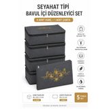 umbellatum Bavul İçi Organizer 5 Parça | Valiz İçi Seyahat Tipi Hurç Düzenleyici Seti Antrasit