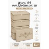 umbellatum Bavul İçi Organizer 5 Parça | Valiz İçi Seyahat Tipi Hurç Düzenleyici Seti Bej