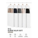 umbellatum Elbise Kılıfı 5'li 60x100 Cm Pencereli Beyaz Renk Dolap Düzenleyici Organizer hurç | Gamboç