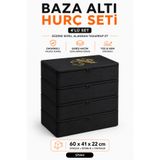 umbellatum Hurç Baza Altı 4'lü Set 64x46x22 Cm Büyük Boy Siyah Renk