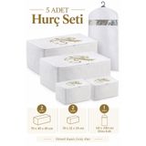 umbellatum Hurç - Organizer - Saklama Çantası 2 Büyük ve 2 Küçük Boy 1 Elbise Kılıfı 5'lı Set Yorgan Battaniye Dolap Düzenleyici