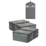 umbellatum Hurç Organizer Saklama Çantası 4 Adet 64x41x35 Cm Ve 1 Elbise Kılıfı Gri Renk 5'li Set