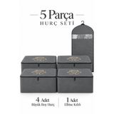 umbellatum Hurç Organizer Saklama Çantası 4 Adet ve 1 Elbise Kılıfı 5'li Set Gamboç - Yorgan Battaniye Saklama Düzenleyici