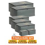 umbellatum Hurç Organizer Seti 7 Parça | 2 Mega 3 Büyük 2 Küçük | Antrasit Baza Altı & Dolap İçi Düzenleyici