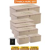Umbellatum Hurç Organizer Seti 7 Parça | 2 Mega 3 Büyük 2 Küçük | Baza Altı & Dolap İçi Düzenleyici - Bej - 7'li