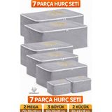 Umbellatum Hurç Organizer Seti 7 Parça | 2 Mega 3 Büyük 2 Küçük | Baza Altı & Dolap Içi Düzenleyici - Gri - 7'li