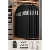 umbellatum Takım Elbise Kılıfı Gamboç 5 Adet 60x100 Cm PVC Pencereli Dolap İçi Düzenleyici Organizer Hurç Siyah