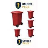 UMBEX 5 Adet Plastik Çöp Konteyneri Çöp Kovası 240 Lt Isıya Karşı Dayanıklı