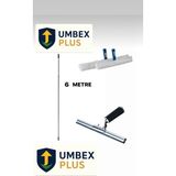 Umbex -Cam Temizlik Seti 6 Metre Teleskopik Uzayabilen Metal Sap 35 cm Cam Peluş ve Cam Çekceği - Gri