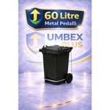 Umbex Metal Pedallı Çöp Konteyneri 60 Litre Plastik Konteyner - A Isıya Karşı Dayanıklı Malzeme - Siyah