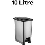 Umbex Pedallı Her Litre Gri Banyo Mutfak Çöp Kovası Çöp Kutusu Kapaklı Slim - 10 Litre