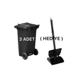 Umbex Plus 3 Adet Plastik Çöp Konteyneri 120 Lt Isıya Karşı Dayanıklı Kapaklı Faraş Hediyeli