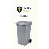 UMBEX PLUS Plastik Metal Pedallı Çöp Konteyneri 240 Litre Konteyner - Isıya Dayanıklı Malzeme -