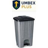 Umbex Plus Plastik Pedallı Çöp Konteyneri 85 Litre Çöp Kovası - Isıya Dayanıklı Malzeme - - Gri