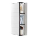 Umbra Cubiko 24x12 inç Dikdörtgen Siyah Metal Banyo Aynası Depolama Dolabı 3 Raflı