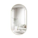Umbra Hubba Hap Duvar Aynası 91,4 cm x 45,7 cm – İnce Pirinç Çerçeveli Büyük Ayna, Banyo, Yatak Odası, Oturma Odası ve Giriş Yolu için Modern Uzatılmış Oval Tasarım