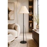 Umbrella Lambader Siyah Metal Tek Ayaklı Lamba Krem Modern Kırma Kumaş Başlık Lam07 [Enerji Sınıfı A]